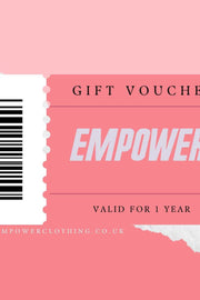 A pink gift card with a barcode and white text.